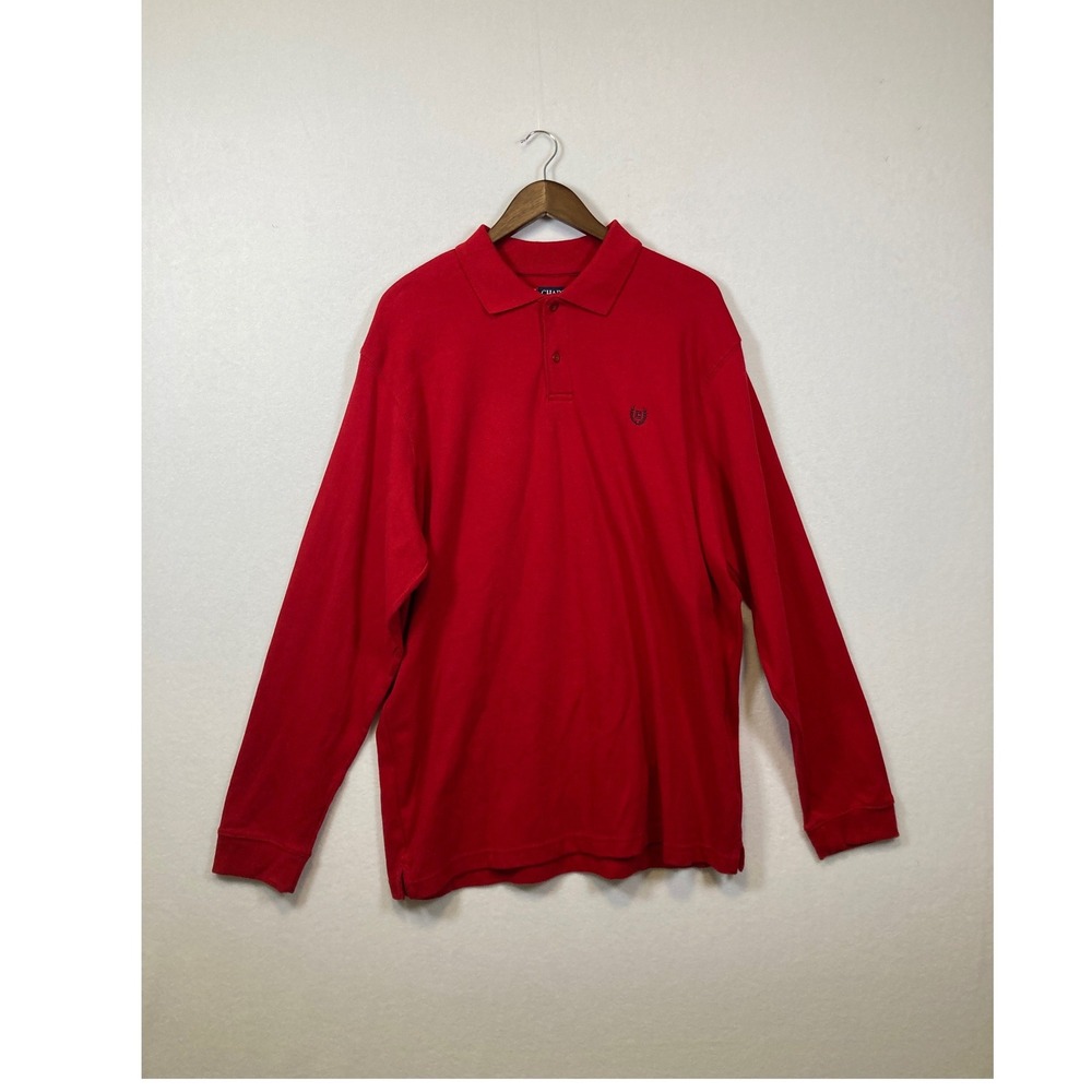 Chaps Long Sleeve Red Polo Shirt Mens Large Cotton Embroidered Logo